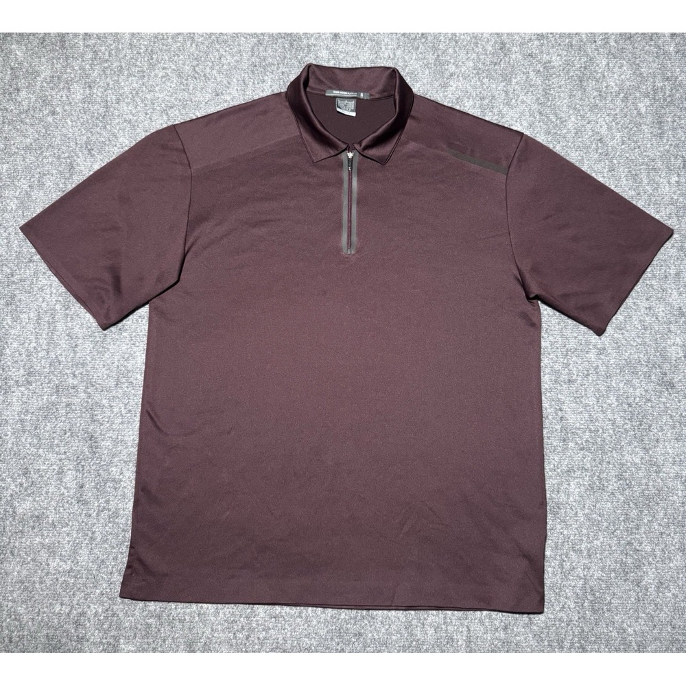 Tiger Woods Platinum Collection Nike Fit Dry Polo Shirt Men Large Maroon 1/4 Zip